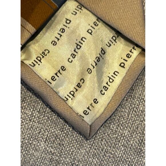Vintage 70’s PIERRE CARDIN Brown/Blue Stripe/Embroidered Logo 100% Polyester Tie - Picture 3 of 4